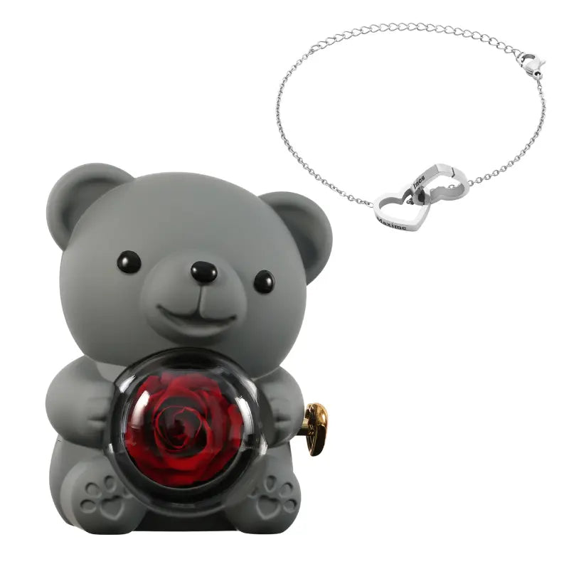 Ewiger Rosenbär mit graviertem Armband