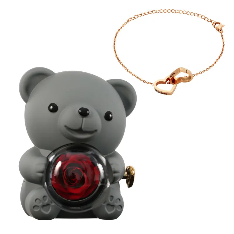 Ewiger Rosenbär mit graviertem Armband