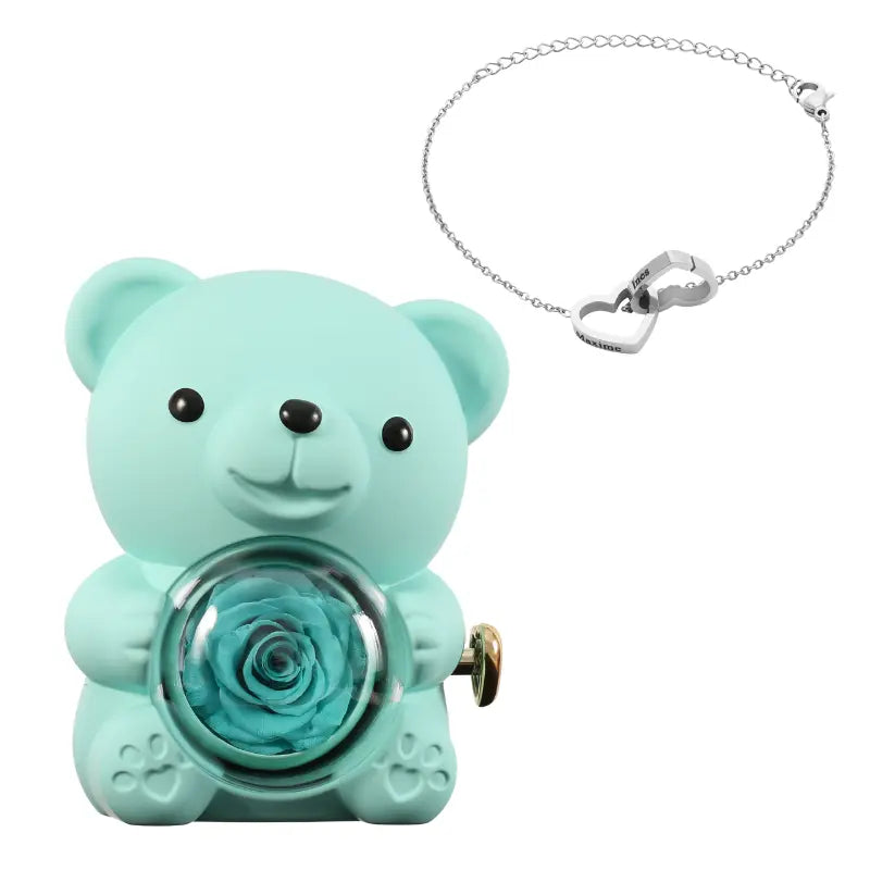 Ewiger Rosenbär mit graviertem Armband