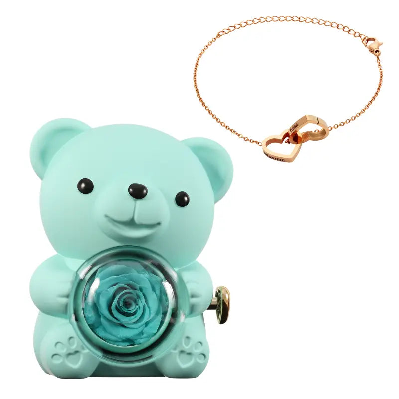 Ewiger Rosenbär mit graviertem Armband